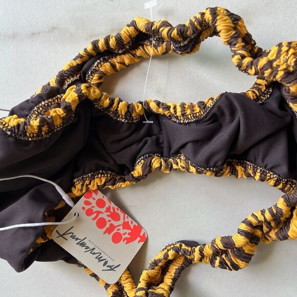 Nwt free people Reina Olga Miami tiger print ribbed bikini thong bottom - Picture 3 of 7